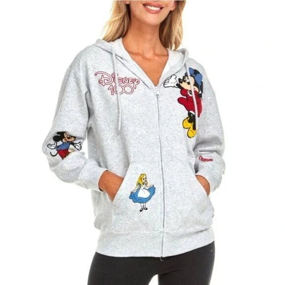 Disney Parks 100 Zip Up Hoodie Embroidered Small Collectible Comfy - Picture 1 of 11